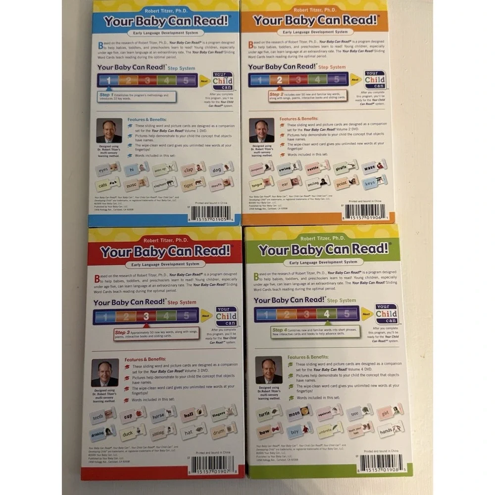 Your Baby Can Read‎ Kit ENGLISH Reading System 4 DVD, 4 BOOKS, 20 CARDS New Read